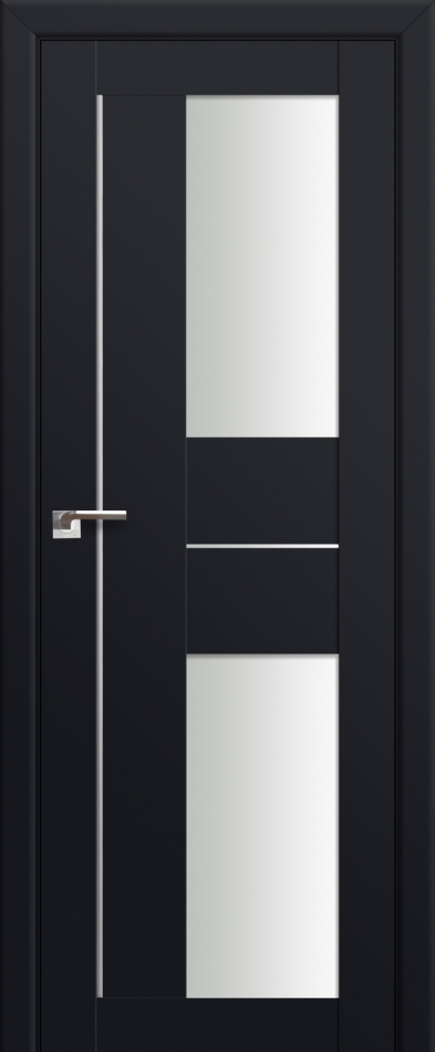 межкомнатные двери  Profil Doors 44U серебро белый триплекс чёрный seidenmatt