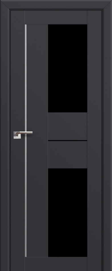 межкомнатные двери  Profil Doors 44U серебро чёрный триплекс антрацит