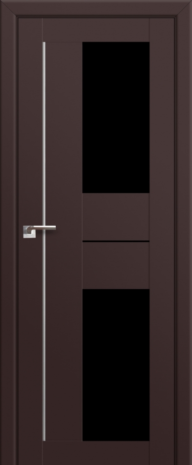 межкомнатные двери  Profil Doors 44U серебро чёрный триплекс тёмно-коричневые