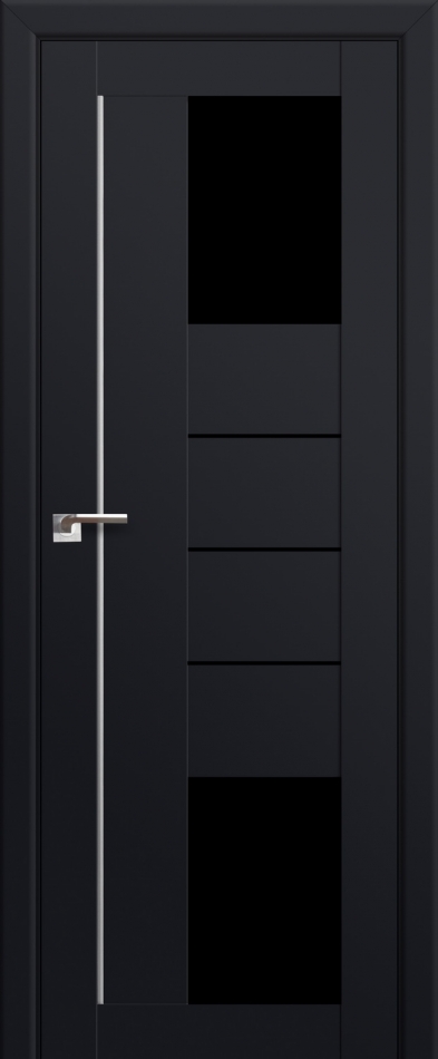 межкомнатные двери  Profil Doors 44U серебро чёрный триплекс чёрный seidenmatt