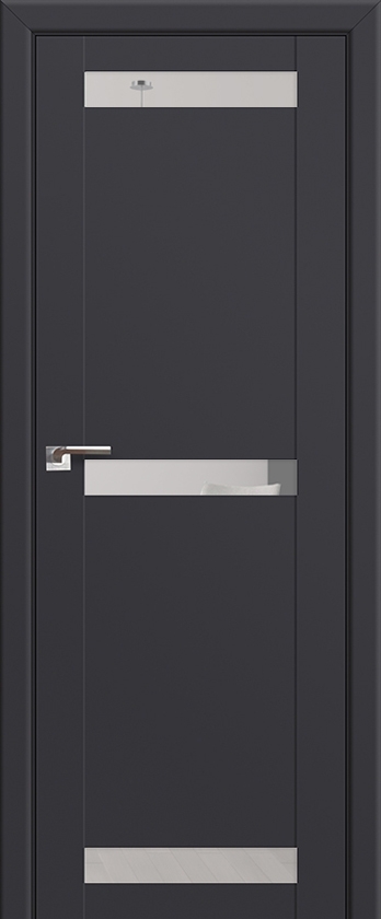 межкомнатные двери  Profil Doors 75U зеркало чёрный seidenmatt