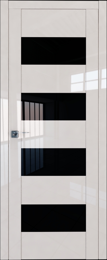 межкомнатные двери  Profil Doors 46L чёрный триплекс магнолия глянец