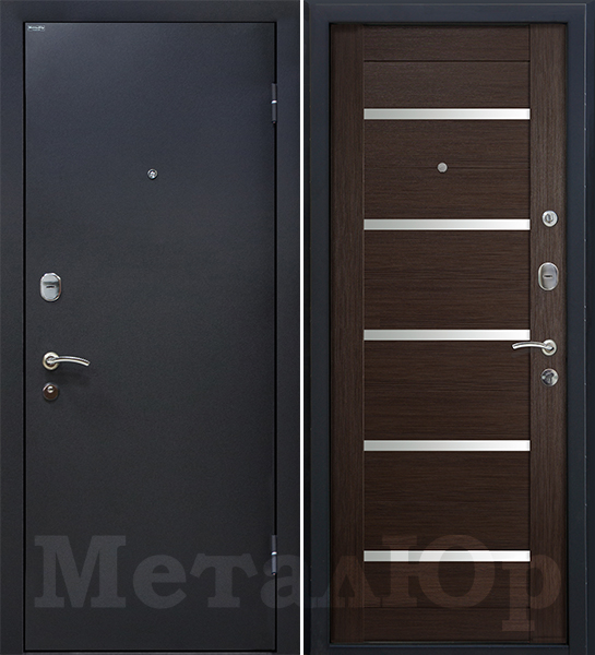 стальные двери  Металюр М41 чёрный шёлк/7X венге белый