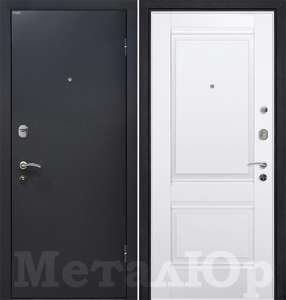 стальные двери  Металюр М41 чёрный шёлк/1U аляска