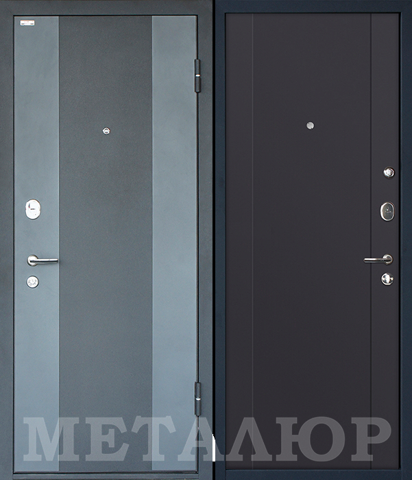 стальные двери  Металюр М27 чёрный бархат/20U антрацит