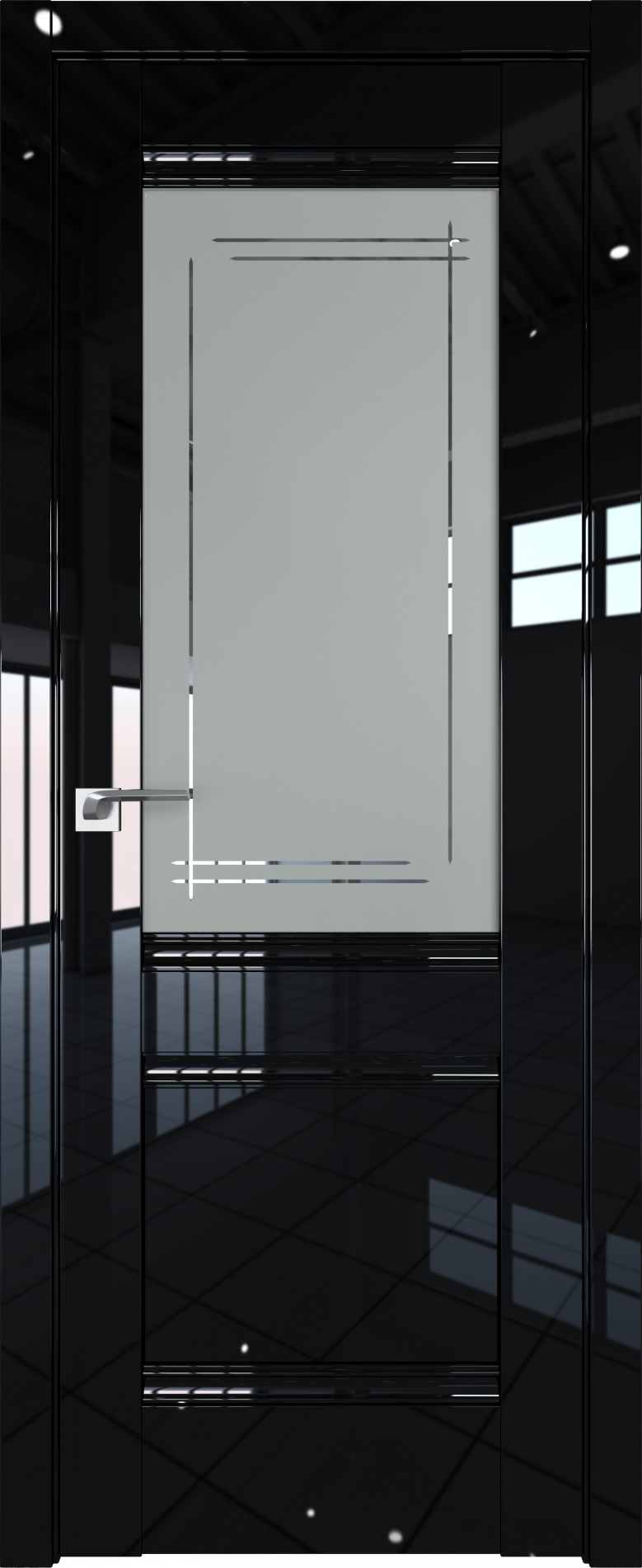 межкомнатные двери  Profil Doors 2L гравировка Мадрид чёрный глянец