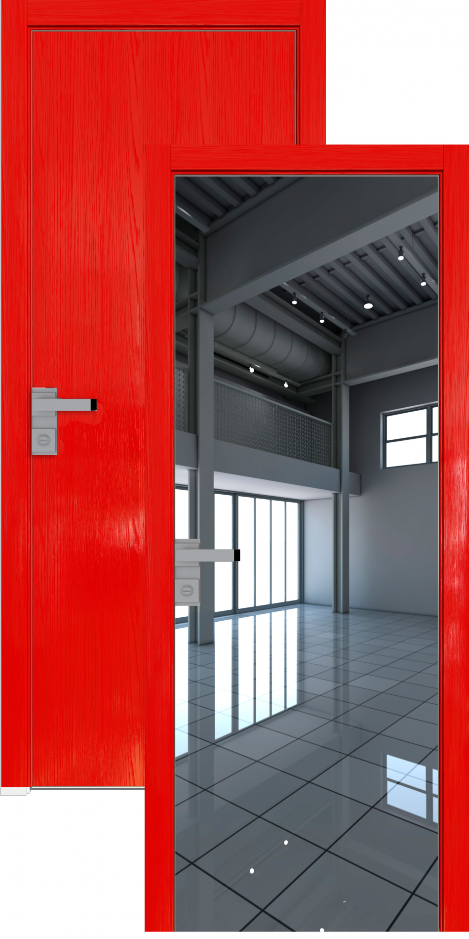 межкомнатные двери  Profil Doors 1STK с зеркалом Pine Red глянец