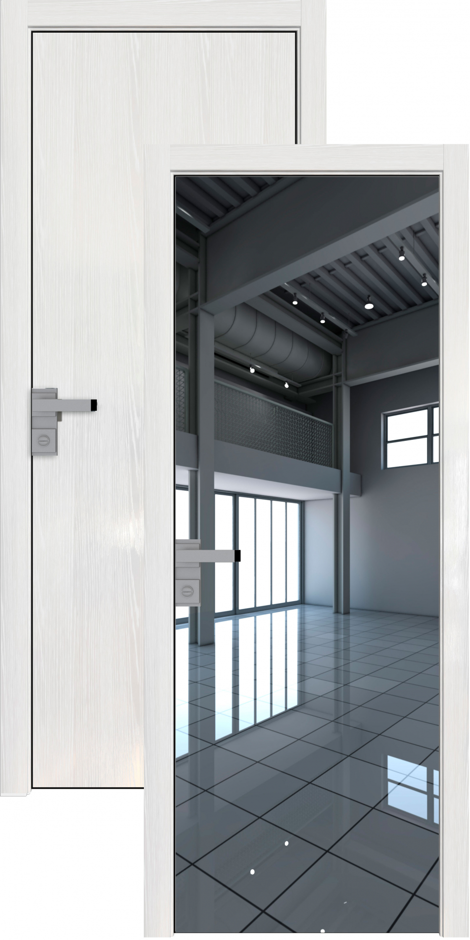 межкомнатные двери  Profil Doors 1STK с зеркалом Pine White глянец