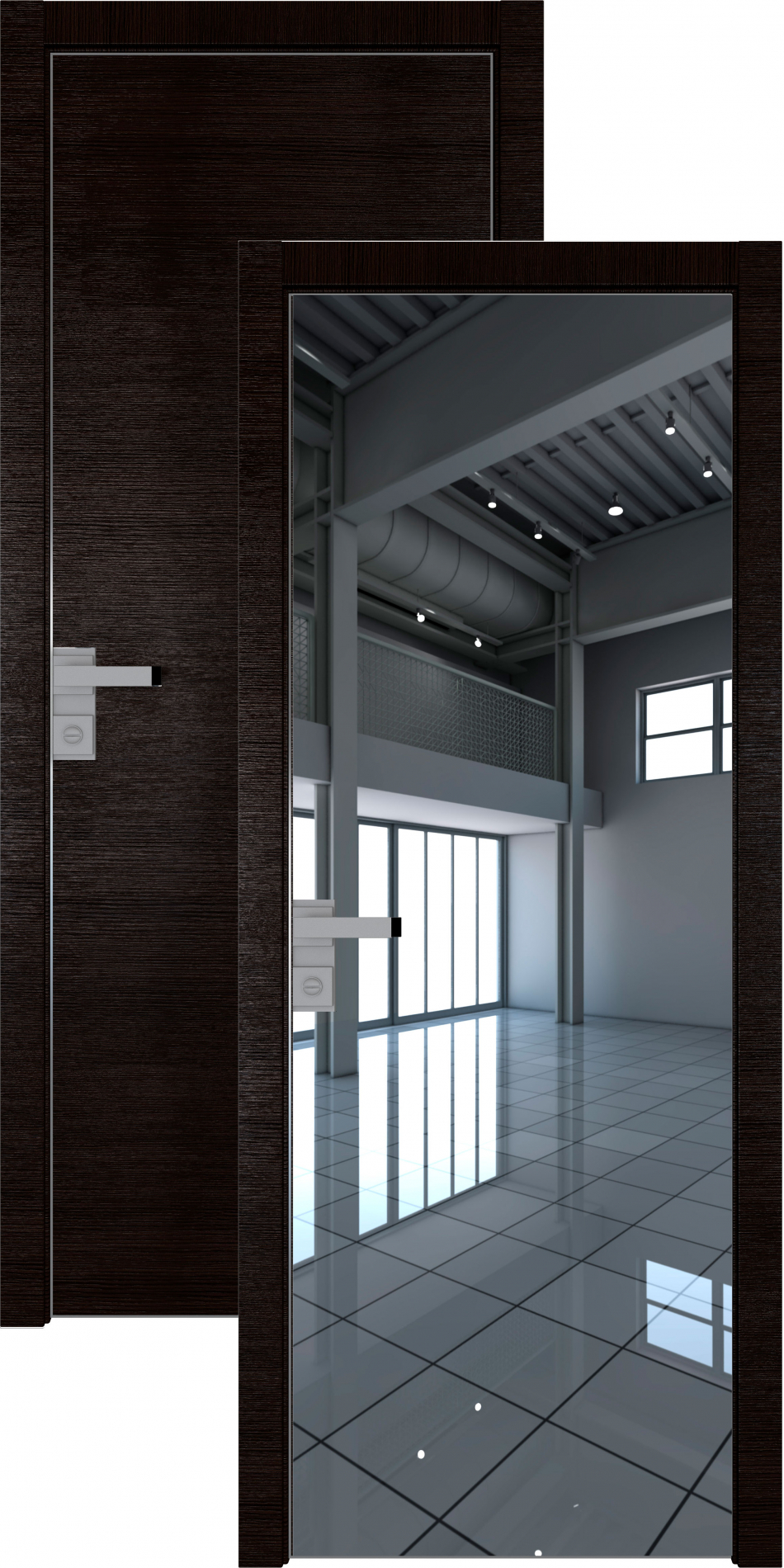 межкомнатные двери  Profil Doors 1Z с зеркалом венге кроскут